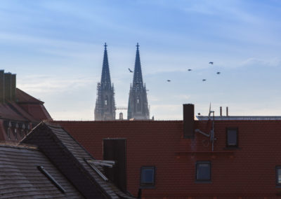 Pohled na katedrálu v Regensburgu