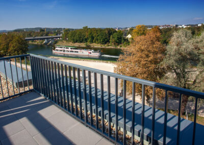 Rooftop terrace with view at Danube river