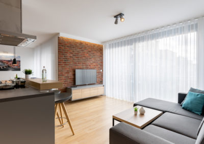 Kochinsel und Wohnzimmer 3-Zimmer Apartment